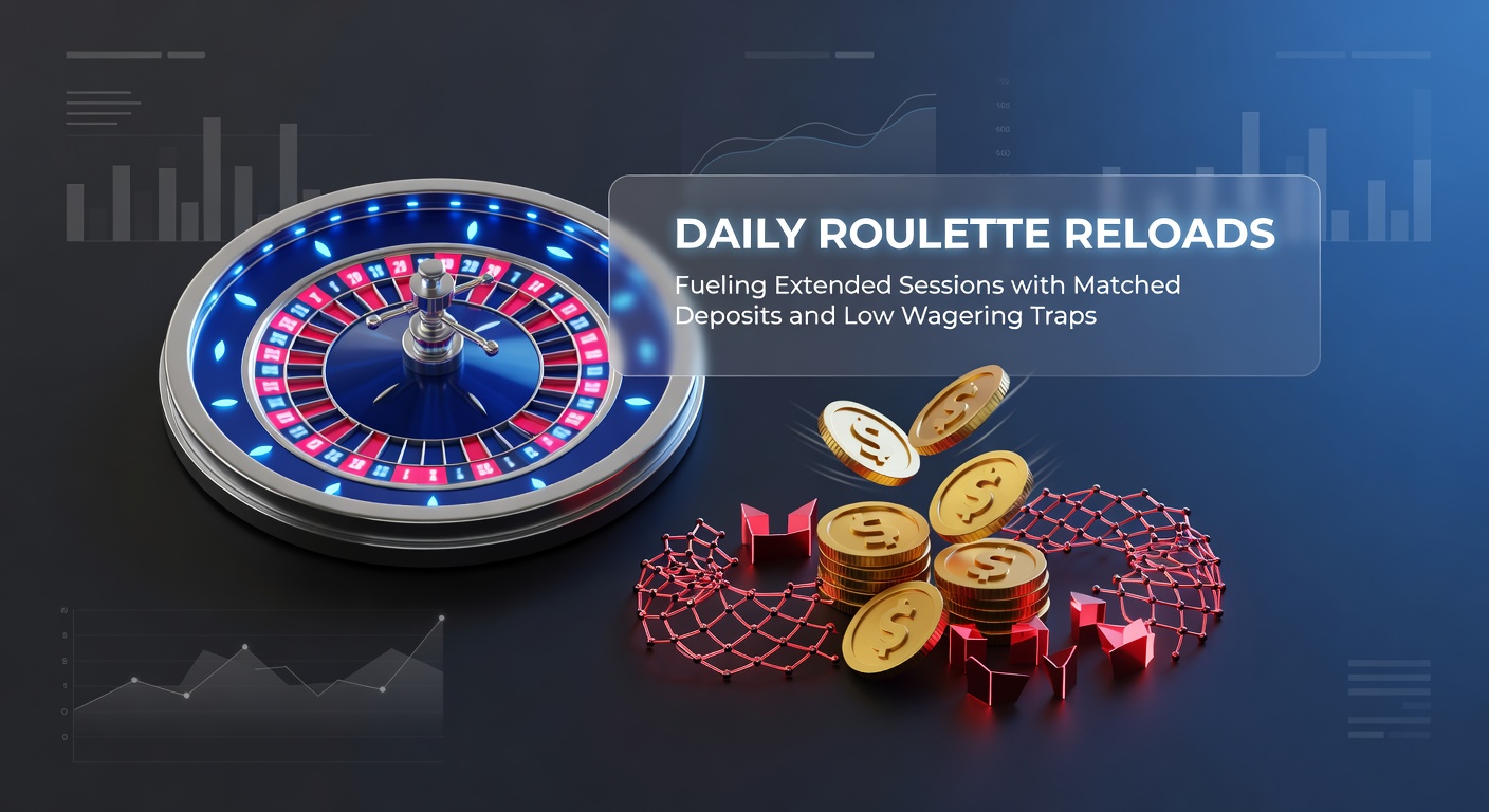 Grafische weergave van een dagelijkse reload bonus bij online roulette, met matched deposit icoon en wagering meter
