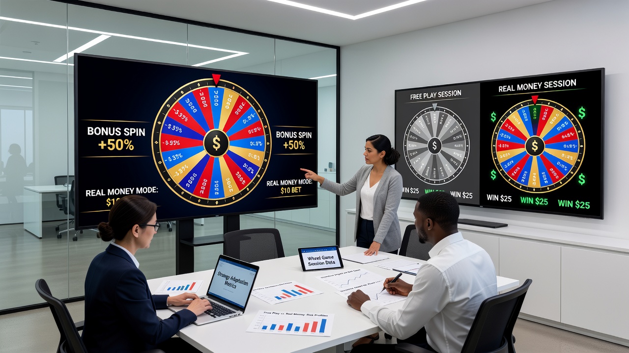 Spelers die strategieën aanpassen tussen gratis en echt geld radspellen met bonusinvloeden