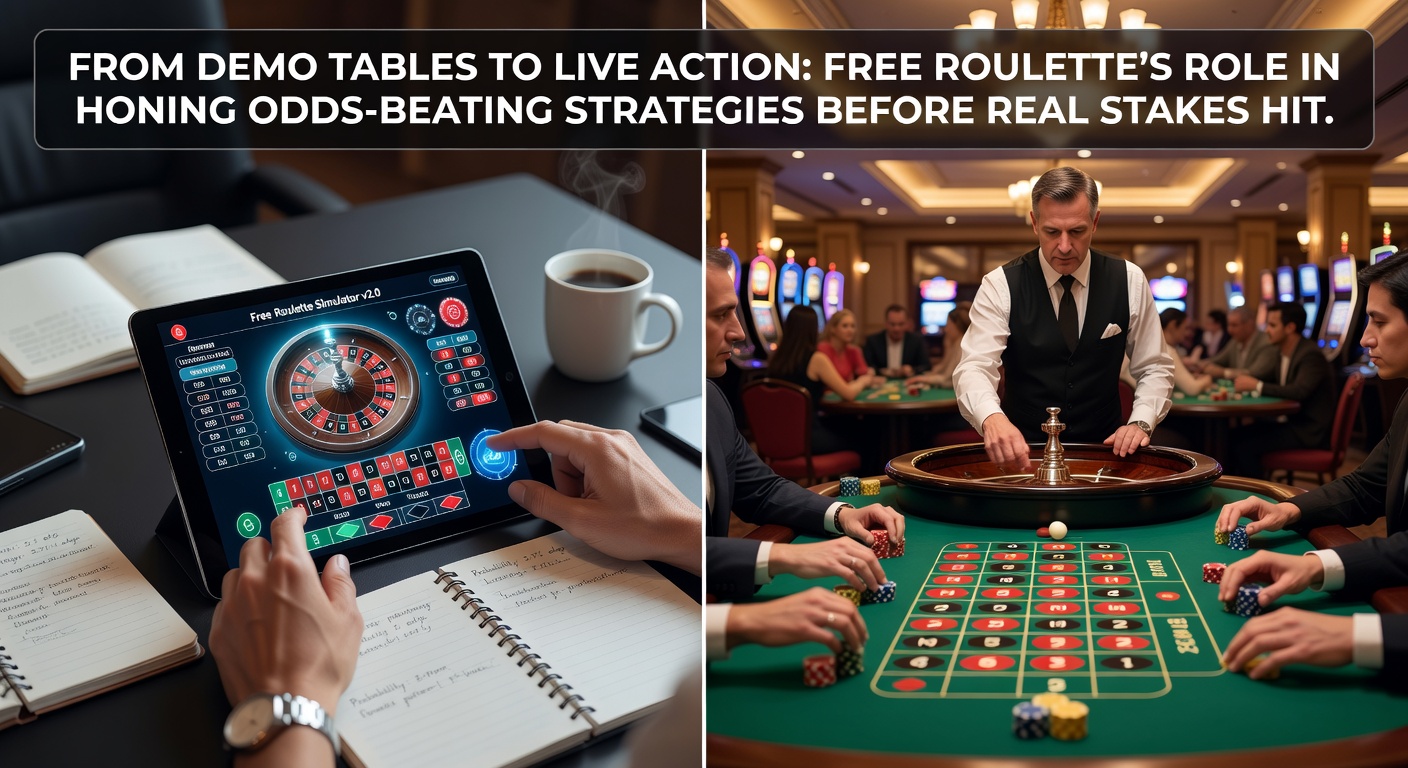 Een levensechte demo-roulettetafel met virtuele fiches en draaiend wiel, waar spelers strategieën uitproberen zonder risico