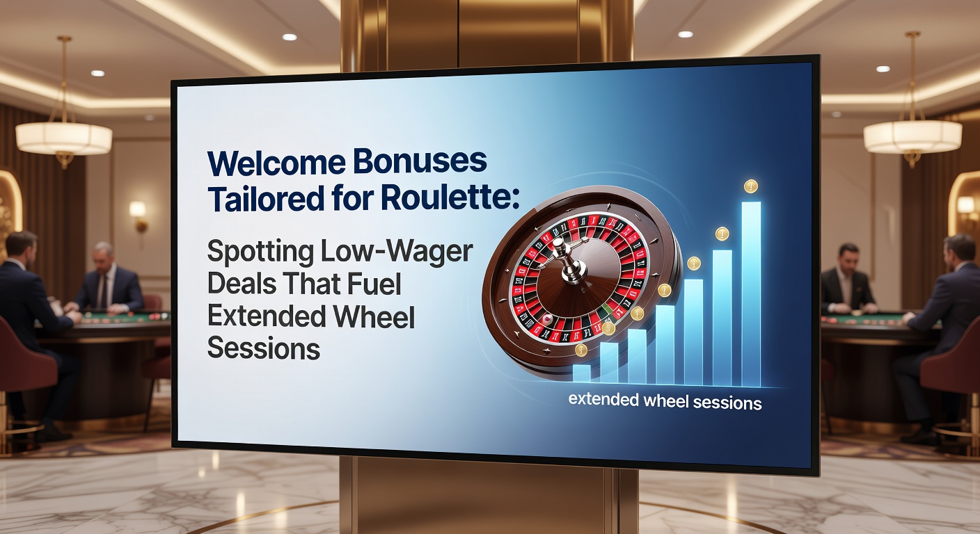 Schermafbeelding van een casino bonuspagina met lage wagering voor roulette, inclusief chips en wielgrafiek